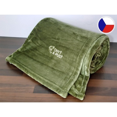 Sleep-well Deka mikroflanel KHAKI výšivka PRO RYBÁŘE CHYŤ A PUSŤ 150x200
