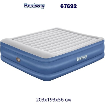 Bestway Матрак надуваем 203x193x56 см, Bestway 67692 Tritech Air Mattress King, с вградена помпа (67692)