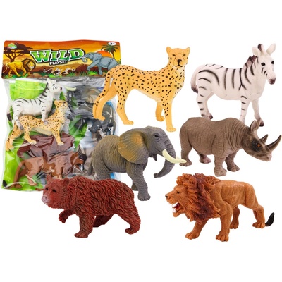mamido Sada figúrok divokých zvierat slon lev nosorožec 6 ks