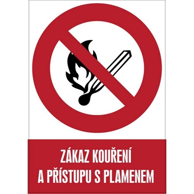 Značka Zákaz kouření a přístupu s plamenem, samolepicí fólie, 148 × 210 mm BZ FD109