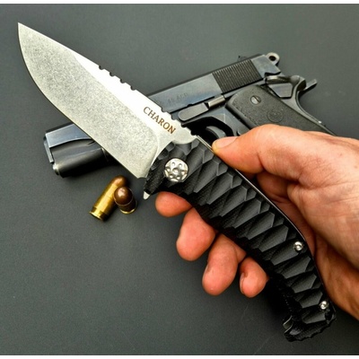 Zavírací Charon EVO Linerlock axiální ložiska černý stonewash