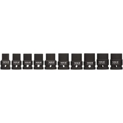 YATO Sada nástavců 1/2" rázové šestihranné 10 ks 10-22 mm CrMo, YT-1025 – Zboží Dáma
