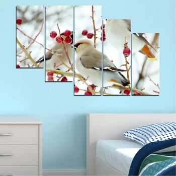 Vivid Home Картини пана Vivid Home от 5 части, Птици, Канава, 110x65 см, 7-ма Форма №0213