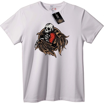NOONEBRAND Тениска Череп с Сърце и Пера - 2XL, Black