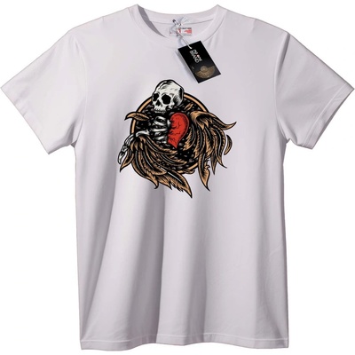 NOONEBRAND Тениска Череп с Сърце и Пера - 2XL, Black