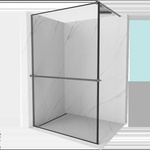 Mexen Kioto+ стена за душ с рафт Walk-in 80 x 200 см, черна рамка, gun metal - 800-080-121-95-70 (800-080-121-95-70)