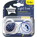 Tommee Tippee Ортодонтични залъгалки Tommee Tippee - Night Time със светеща в тъмното дръжка, Морско конче, 0-6 m, 2 броя (TT.0085.002)