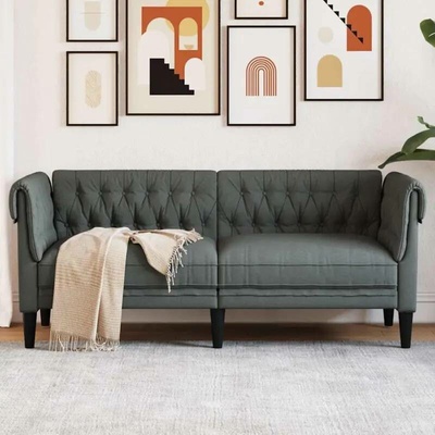 vidaXL Chesterfield pohovka 2místná tmavě šedá textil 11461.372548
