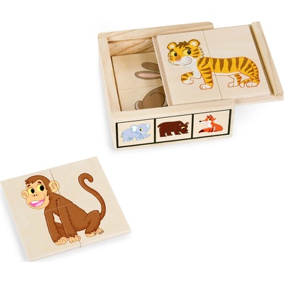 Pino Дървени пъзели Pino, 6 пъзела по 4 части - Диви животни (6861-3)