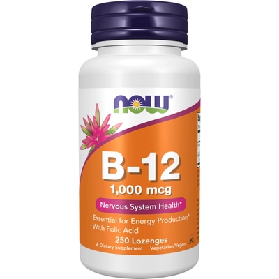 Now Foods vitamín B12 1000 mcg kyselina listová 100 mcg 250 tablet