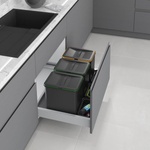 STARAX Кош за вграждане в чекмедже Скруч 60 см, 2 кофи х 12 л и 2х1 л в Сиво