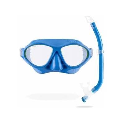 CRESSI Cressi Moon Swimming Goggles Children 7 to 15 Years - Diving Goggles - Shatterproof Lenses, Secure Fit & Adjustable Buckles - Diving Goggles Children - Diving Masks - Light Blue/Lime - Combo Set - DM200720
