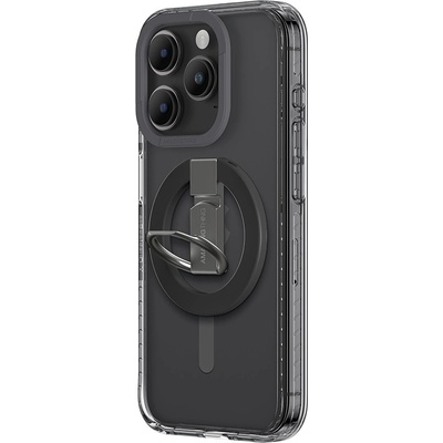 AmazingThing Titan Pro Mag Ring Grip Case - хибриден удароустойчив кейс с MagSafe и поставка с пръстен против изпускане за iPhone 15 Pro (черен)