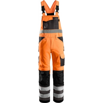 Snickers Workwear reflexné nohavice s náprsenkou trieda 2 oranžové