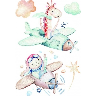 Crearreda 18313 Samolepicí dekorace XL AirplanesZvířátka v letadlech 47 x 67 cm – Zboží Dáma