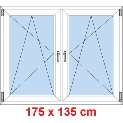 Soft Dvoukřídlé plastové okno 175x135 cm OS+OS se sloupkem Bílá