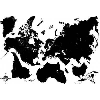 Crearreda samolepka na zeď Černá mapa světa 47 x 67 cm černá – Zboží Mobilmania