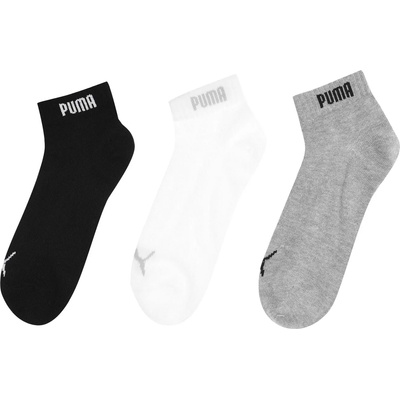 PUMA Мъжки чорапи Puma 3 Pack Quarter Socks Mens - Grey/Whi/Blk