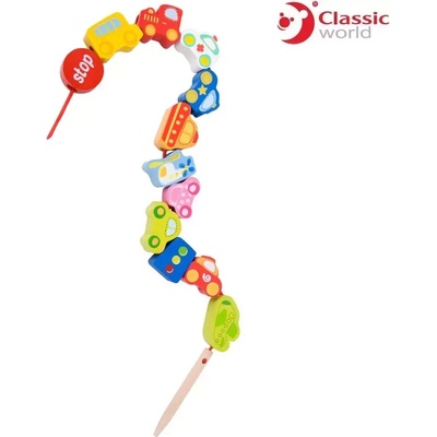 Classic World Дървена играчка за нанизване - мъниста Трафик - Classic World