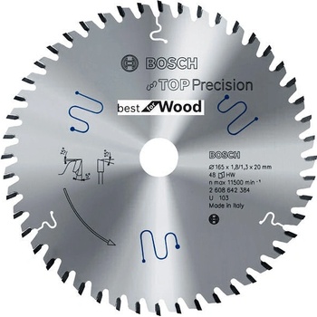 Bosch Pílový list do okružnej píly Top Precision Best for Wood 165 x 20 x 1,8 mm, 48 1ks 2608642384