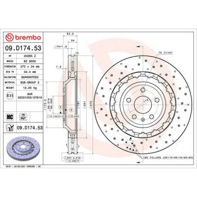 BREMBO Brzdový kotúč 09.D174.53