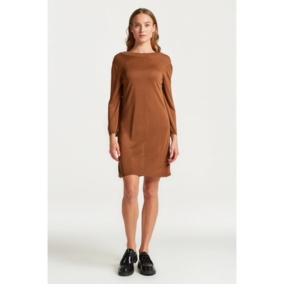 Gant Open-back Knit Dress hnedá