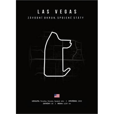Jen tak z lásky Plakát Závodní okruhy Rozměr plakátu: 30 x 40 cm, Závodní okruh: Las vegas, Barevná varianta: Černá