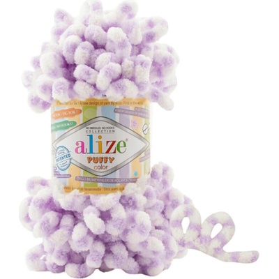 Alize příze Puffy color 6458 variace bílé a fialové