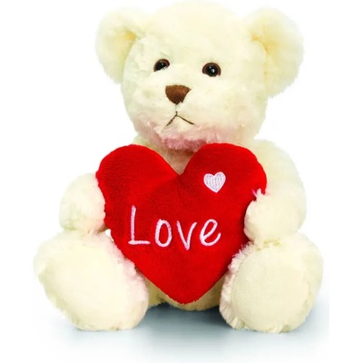 Keel Toys За влюбени - Мече Бакстър със сърце - бяло - 25 см - Keel Toys