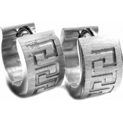 Steel Jewelry náušnice kroužky s řeckým vzorem z chirurgické oceli NS090176