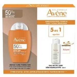 Eau Thermale Avène Промо сет слънцезащитен флуид за лице + мицеларна вода, Avene Ultra Fluid Perfector SPF50+ Promo Set Face Sunscreen 50ml & Micellar Water 100ml