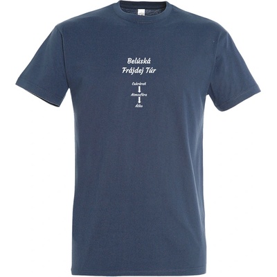 Belušské meme tričko Belúska Frájdej Túr denim
