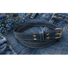 Kožený opasek patina jeans modrý