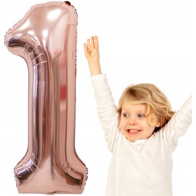 PartyDeco Fóliový balón číslo 1 ružové zlato 86 cm