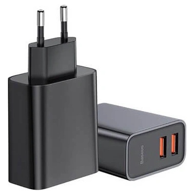 Baseus Dual USB QC 3.0 Wall Charger 30W - захранване за ел. мрежа с два USB изхода и технология за бързо зареждане (черен)