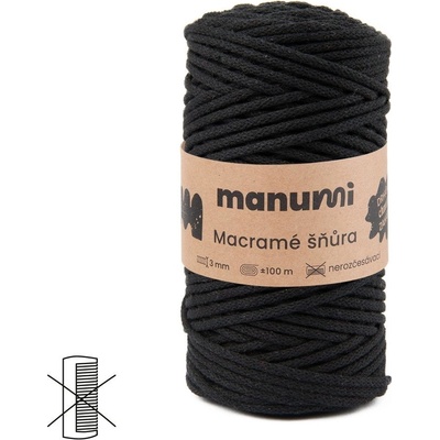Manumi Macramé šňůra 3mm černá - 1 ks