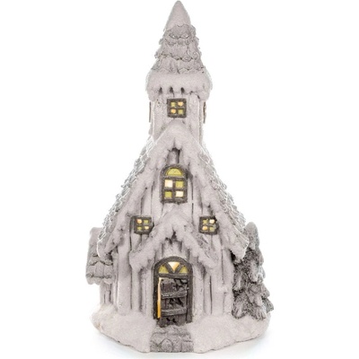 MagicHome Dekorácia Kostol 9 LED žltá keramika 3xAAA interiér 30x20,5x51,5 cm