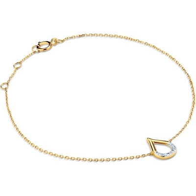 SAVICKI Náramok s príveskom slza žlté zlato s diamantom 0.01 ct 18 cm - SAVB08079 Y C