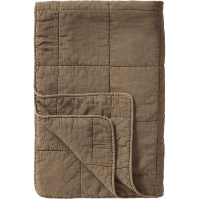 Ib Laursen Prošívaný přehoz Vintage Truffle 130 × 180 cm, hnědá barva, textil