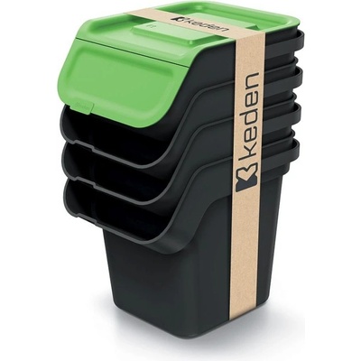 Kaddi Q Set Odpadkový kôš s filtrom - 4 x 20 l recyklovaná čierna