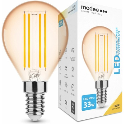 Modee LED Filament Amber Globe Mini G45 4W E14 360lm, teplá biela, stmievateľná ML-G45FA1800K4WE14