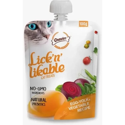 GNAWLERS Lick’n Lickable течно лакомство за котка яйчен жълтък и зеленчуци 100gr