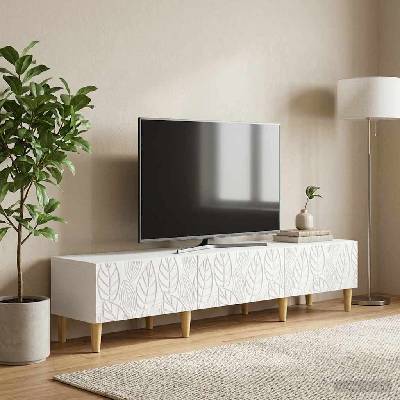 vidaXL ТВ шкаф 147 x 34, 5 x 30 см Бяло Инженерна дървесина (895165)