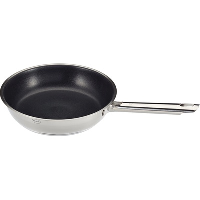 RÖSLE ELEGANCE frying pan 24 cm, high-quality universal pan with ProPlex non-stick coating, 18/10 stainless steel, induction and dishwasher safe, silver/black, 44 x 25.5 x 8 cm - 13211