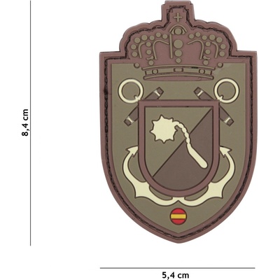 Gumová nášivka 101 Inc znak Spanish Crown - hnedá-olivová