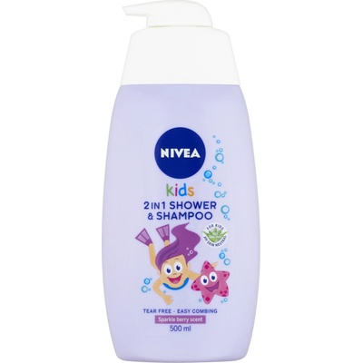 NIVEA Kids Sprchový gél, šampón a kondicionér 3v1 Magic Berry 500 ml