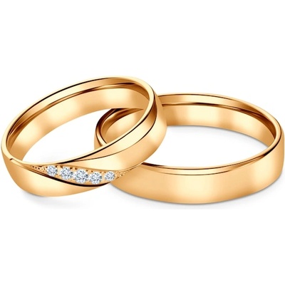 SAVICKI Сватбени халки: жълто злато, полукръгли, 4, 5 мм