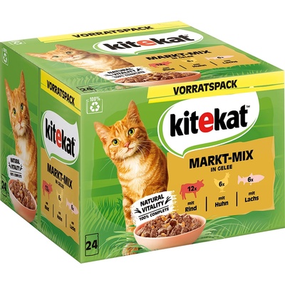 Kitekat 48х85г Kitekat пазарен микс в желе, консервирана храна за котки