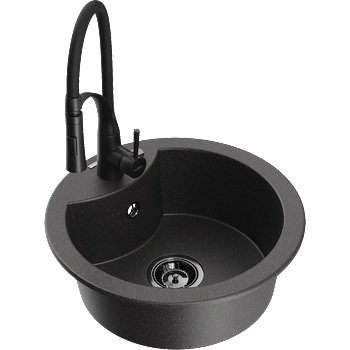 Mexen Diego гранитна кухня мивка с 1 отделение с кухненски смесител Aster, (6512-76-73450-70-B)