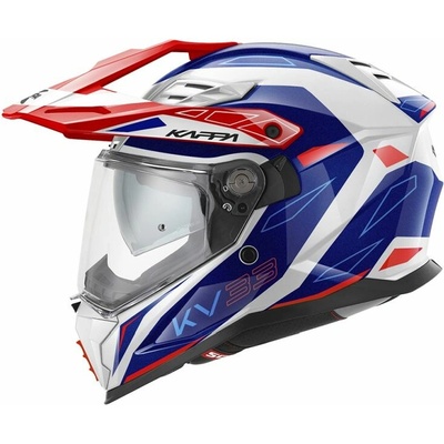 KAPPA přilba KV33 GRAPHIC WIZZARD ENDURO DUAL OFF ROAD se štítem i krycím panelem barva bílá červená modrá rozměr 56 / S (homologace ECE 22R06)